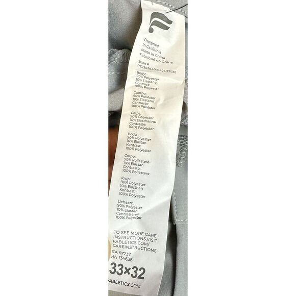 Fabletics The Only Pant Mens Gray 33x32 Stretch Water Resistant Multi Pocket - Picture 7 of 8